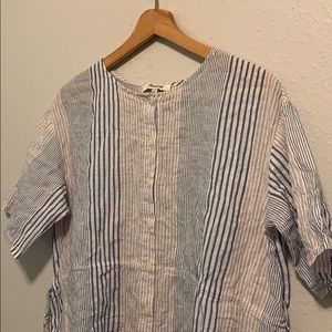 Madewell Button Up Woven Stripe SS Blouse